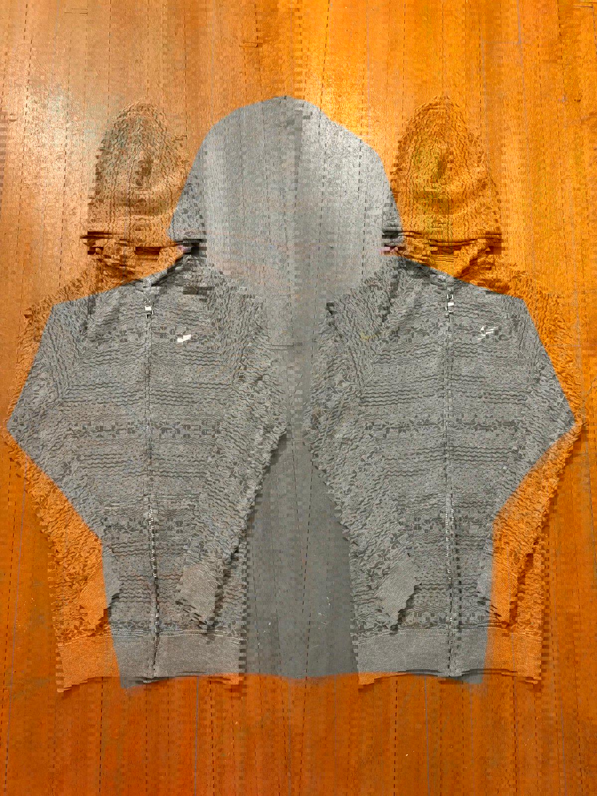 Vintage Grey Christmas Nike Zip Up Hoodie Sweater