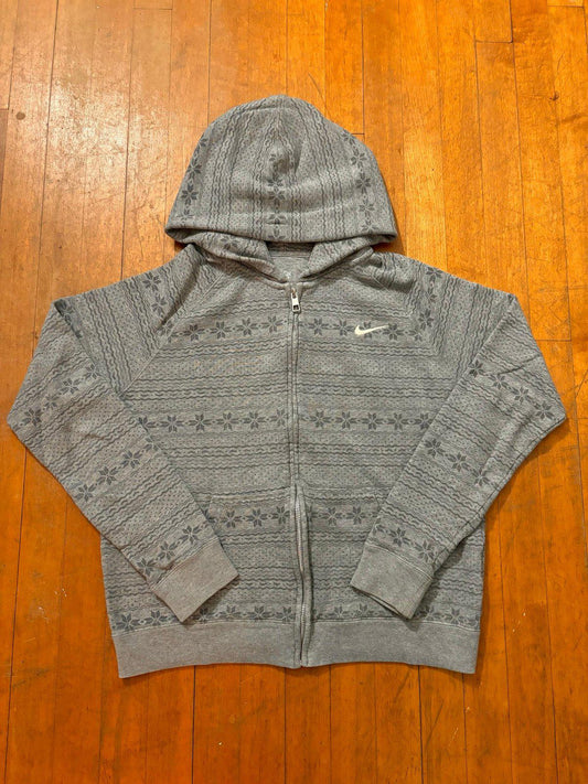 Vintage Grey Christmas Nike Zip Up Hoodie Sweater