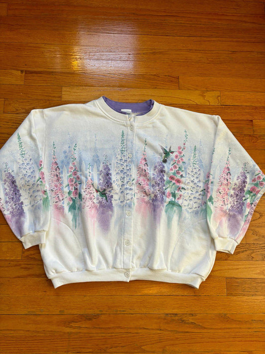 Vintage Nature Birds Flowers AOP Crewneck Sweater