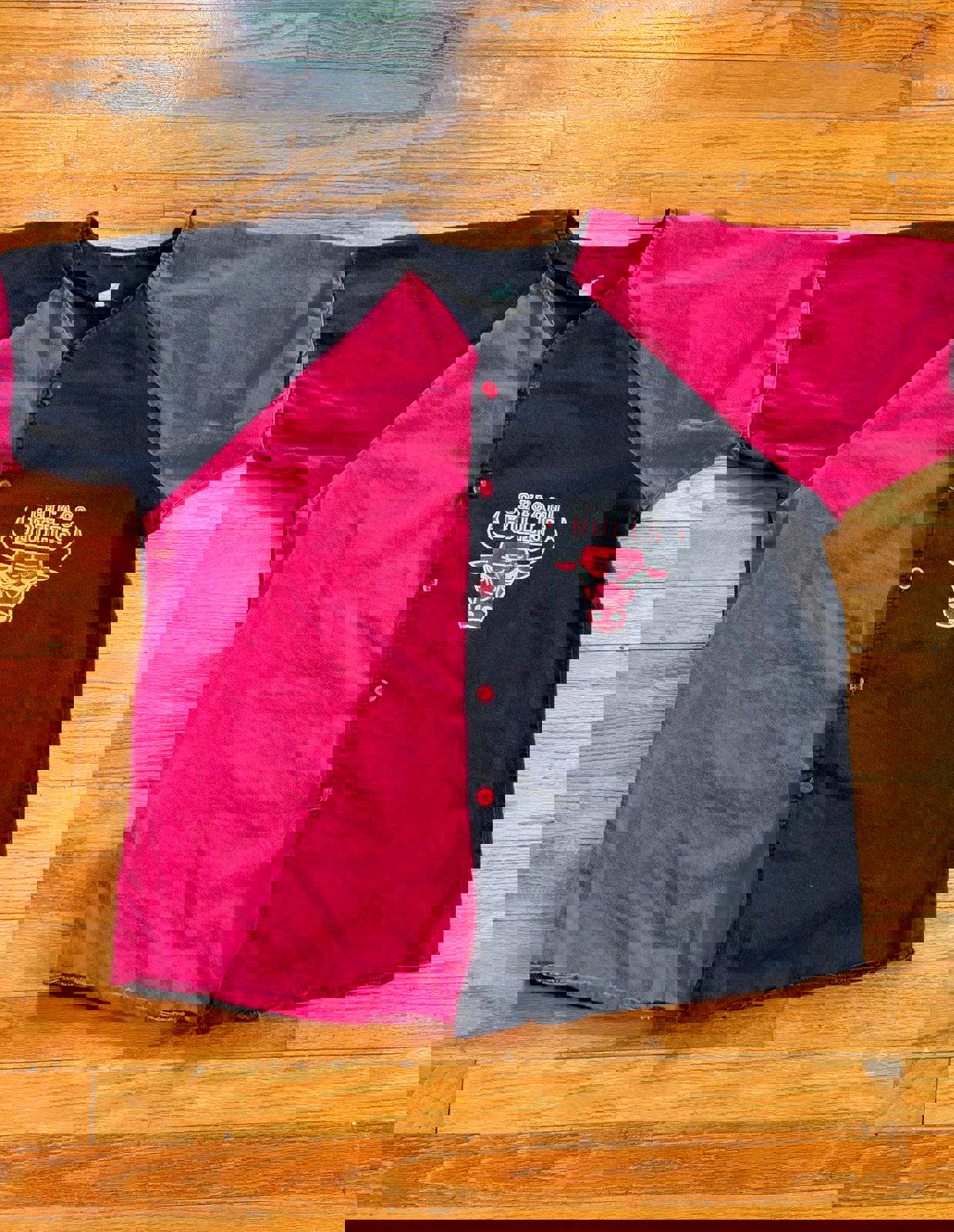 Vintage 90s Chicago Bulls Baseball Jersey Shirt