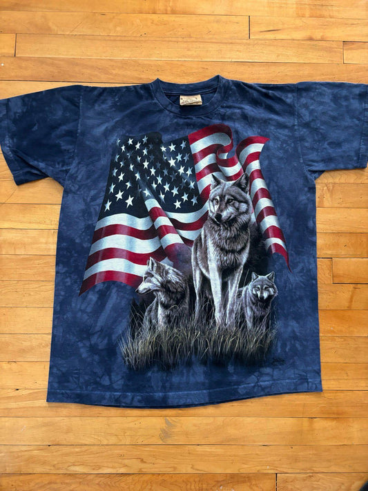 Vintage Nature Wolf The Mountains USA Tie Dye T-Shirt