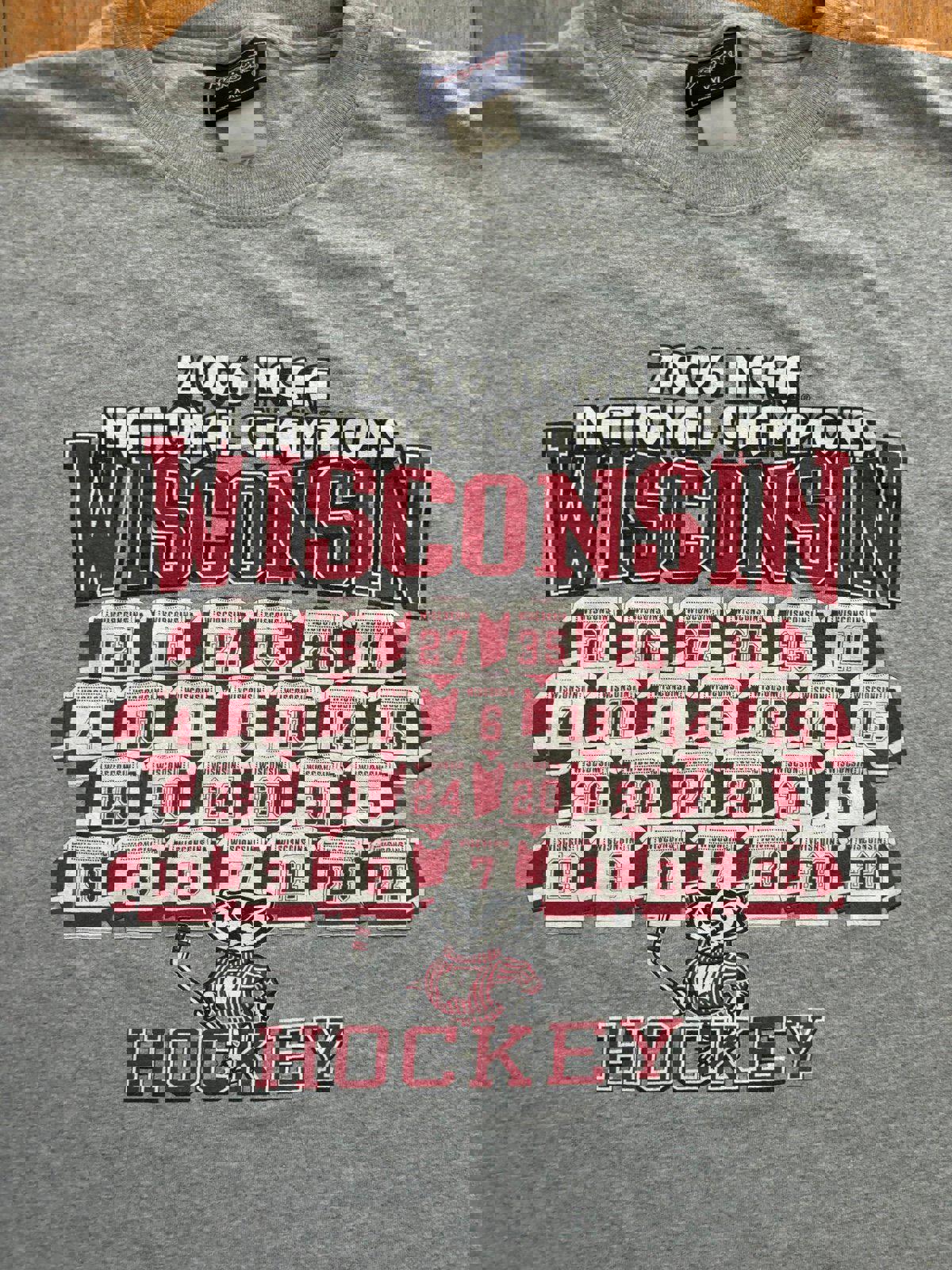 Vintage University of Wisconsin Badgers Hockey National Champions T-Shirt